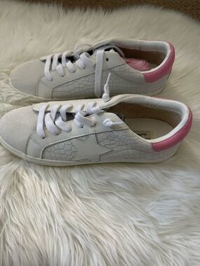 Vintage Havana White Sneakers with Pink Heel Tab